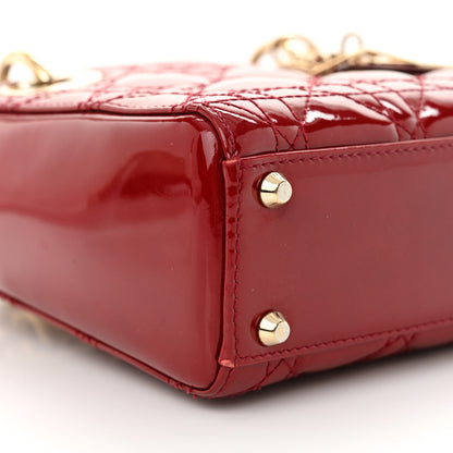 Christian Dior Patent Cannage Mini Lady Dior Red 9 of 10