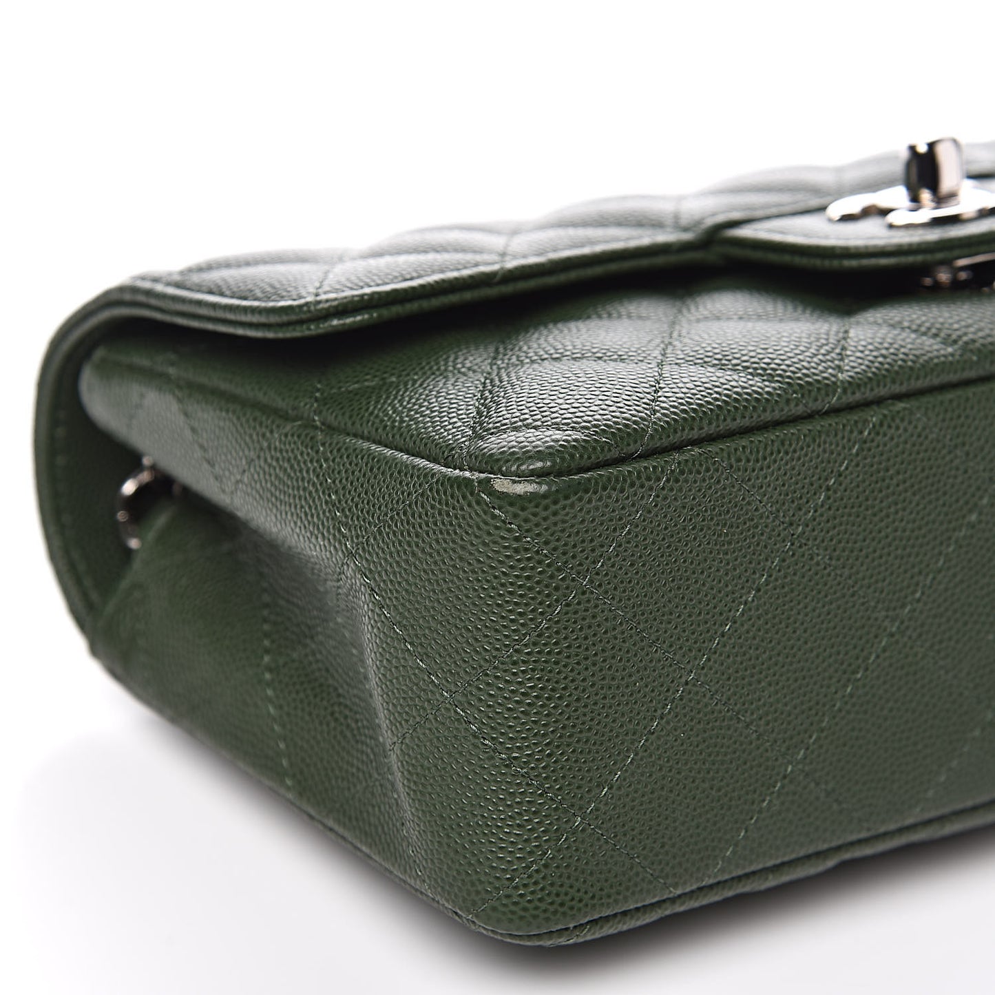 Caviar Quilted Mini Rectangular Flap Green