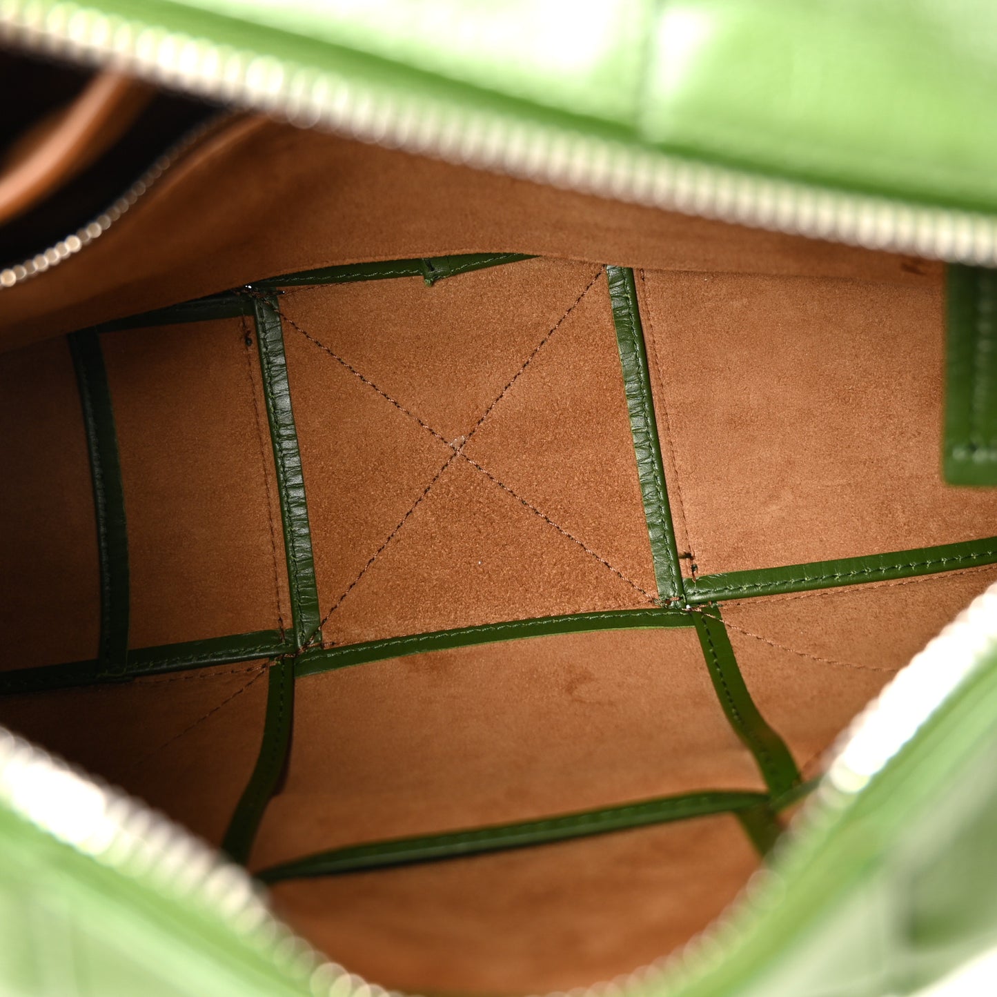 Paper Calfskin Maxi Intreccio Medium Arco Camera Bag Avocado