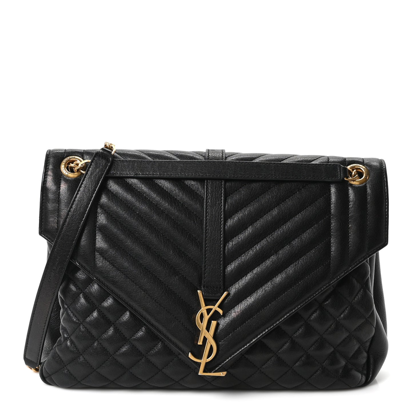 Goatskin Mixed Matelasse Triquilt Large Monogram Satchel Black