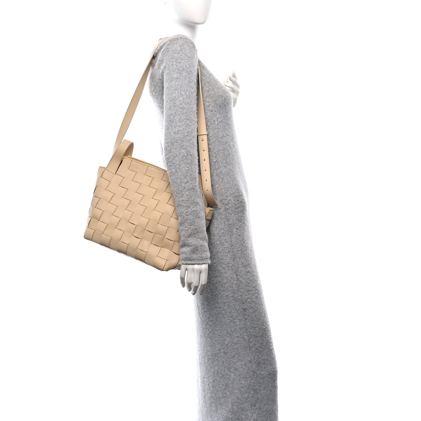 Lambskin Maxi Intrecciato Bowling Cassette Shoulder Bag Porridge