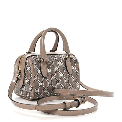 Gucci GG Shadow Monogram Super Mini Ophidia Top Handle Bowler Bag Taupe 3 of 11