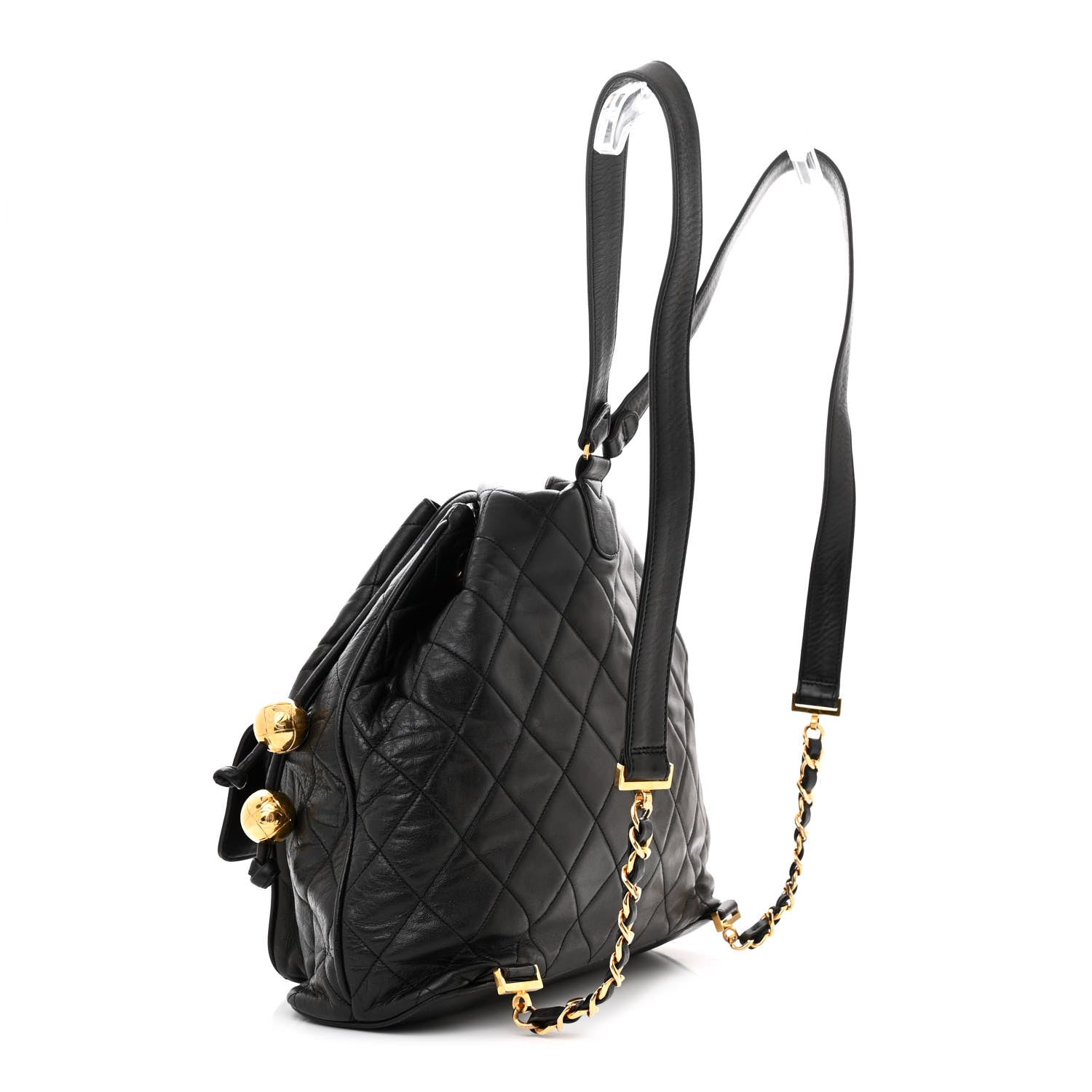 Chanel Lambskin Quilted Drawstring Backpack Black 3 of 18