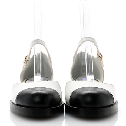 Chanel Shiny Goatskin Mary Jane Flats 41 White Black 3 of 10