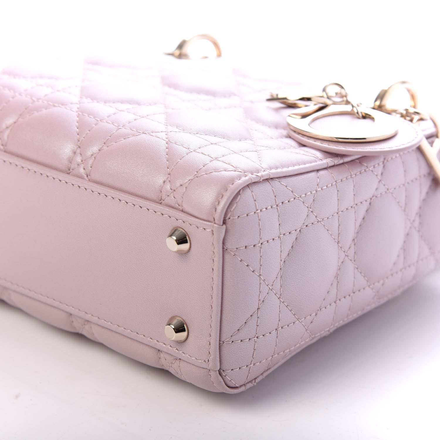 Christian Dior Metallic Lambskin Cannage Mini Lady Dior Lotus 8 of 10