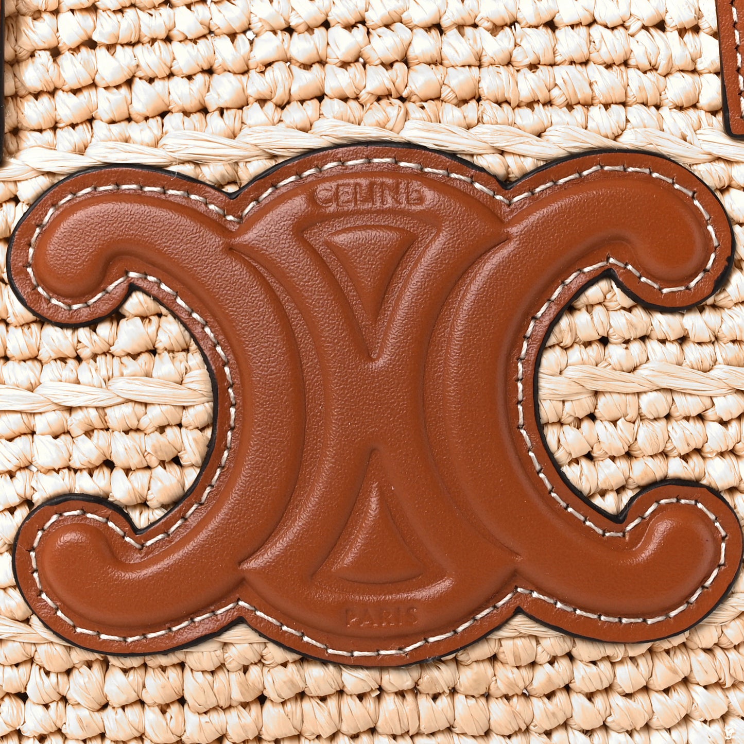 Raffia Calfskin Triomphe Nano Panier Tan