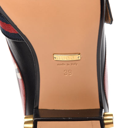 Gucci Malaga Kid Web Kingsnake GG Peyton Loafer Pumps 39 Black 6 of 9