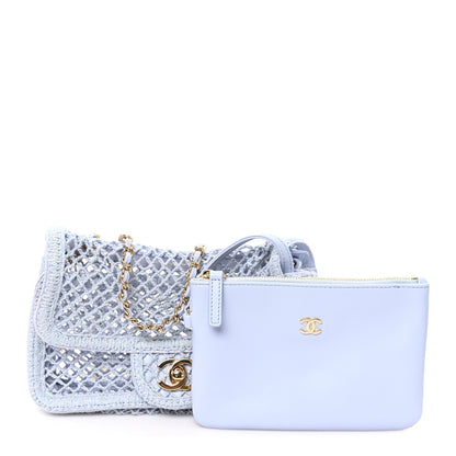 Chanel Mesh Macrame Small Flap Bag  Light Blue 3 of 10