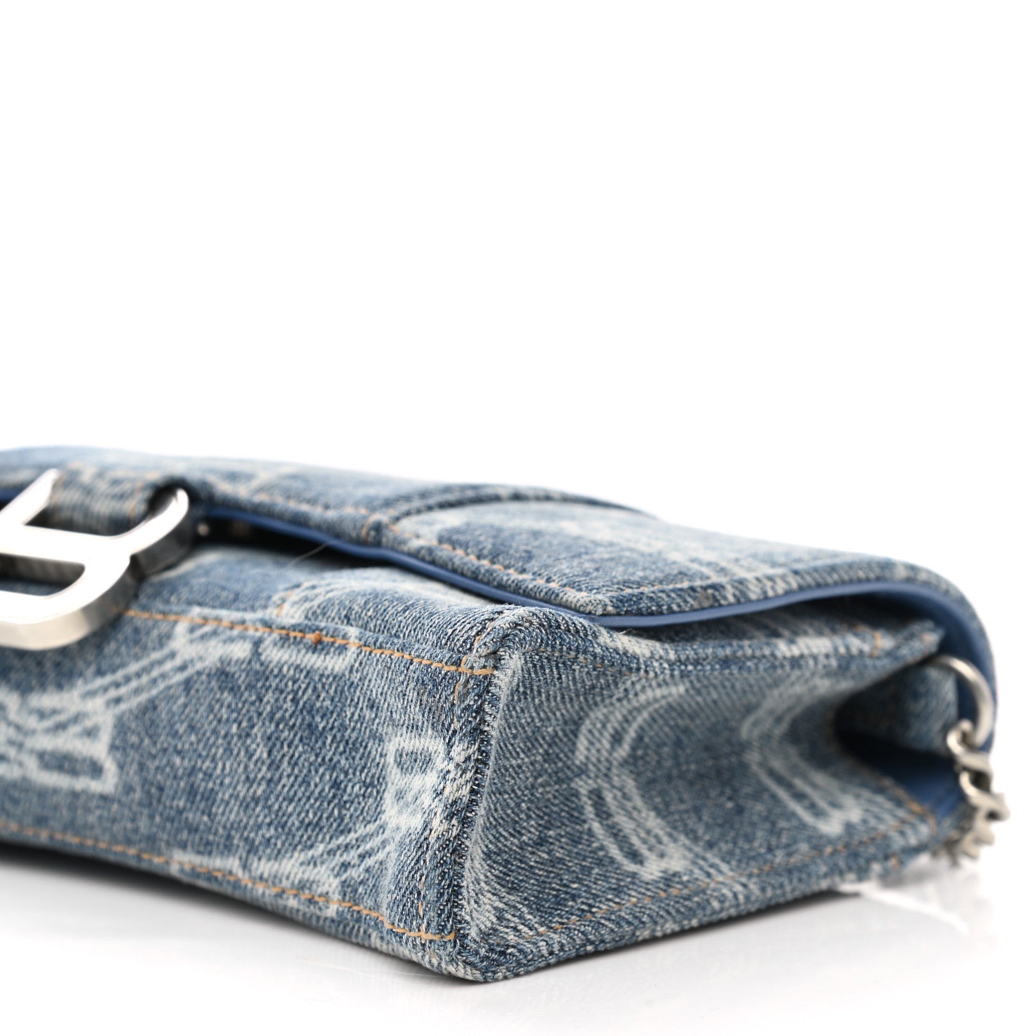 Balenciaga Denim BB Monogram Hourglass Chain Bag Blue 9 of 9