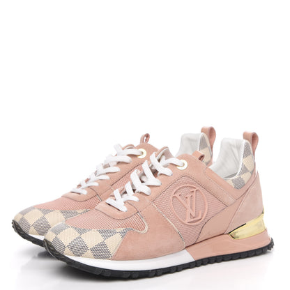 Louis Vuitton Suede Damier Azur Run Away Sneakers 38 Pink 3 of 9