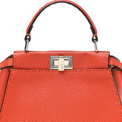 Fendi Cuoio Romano Selleria Mini Peekaboo Iconic Satchel Dark Orange 7 of 9