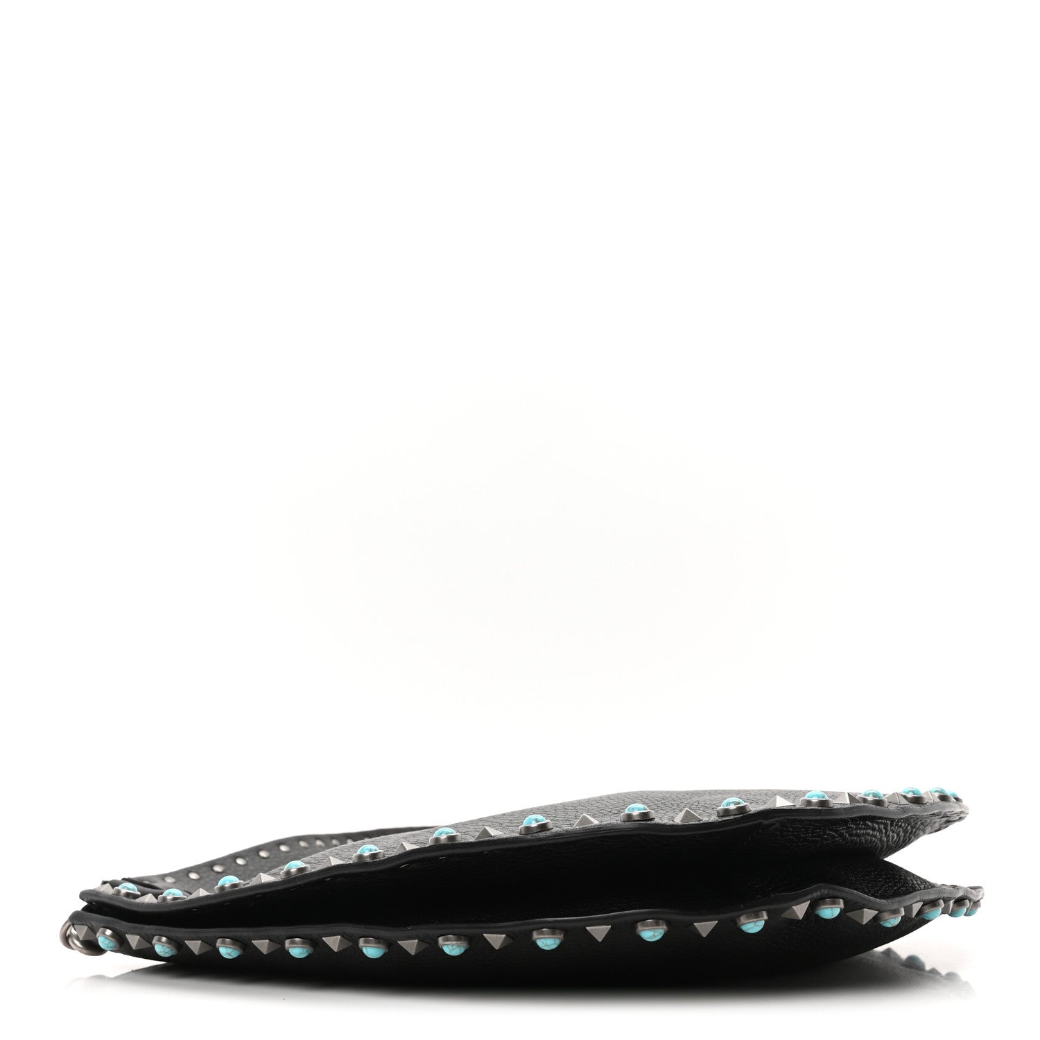 Valentino Garavani Grained Calfskin Turquoise Small Rockstud Rolling Flip-Lock Messenger Black 4 of 9