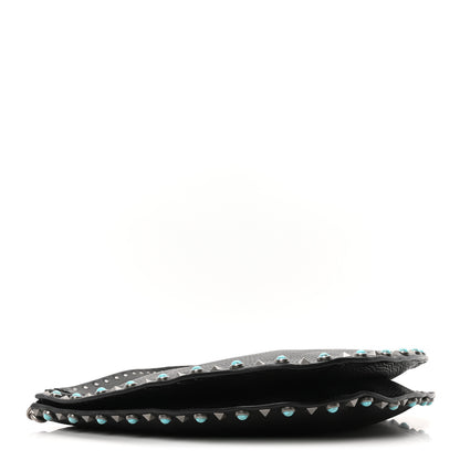 Valentino Garavani Grained Calfskin Turquoise Small Rockstud Rolling Flip-Lock Messenger Black 4 of 9