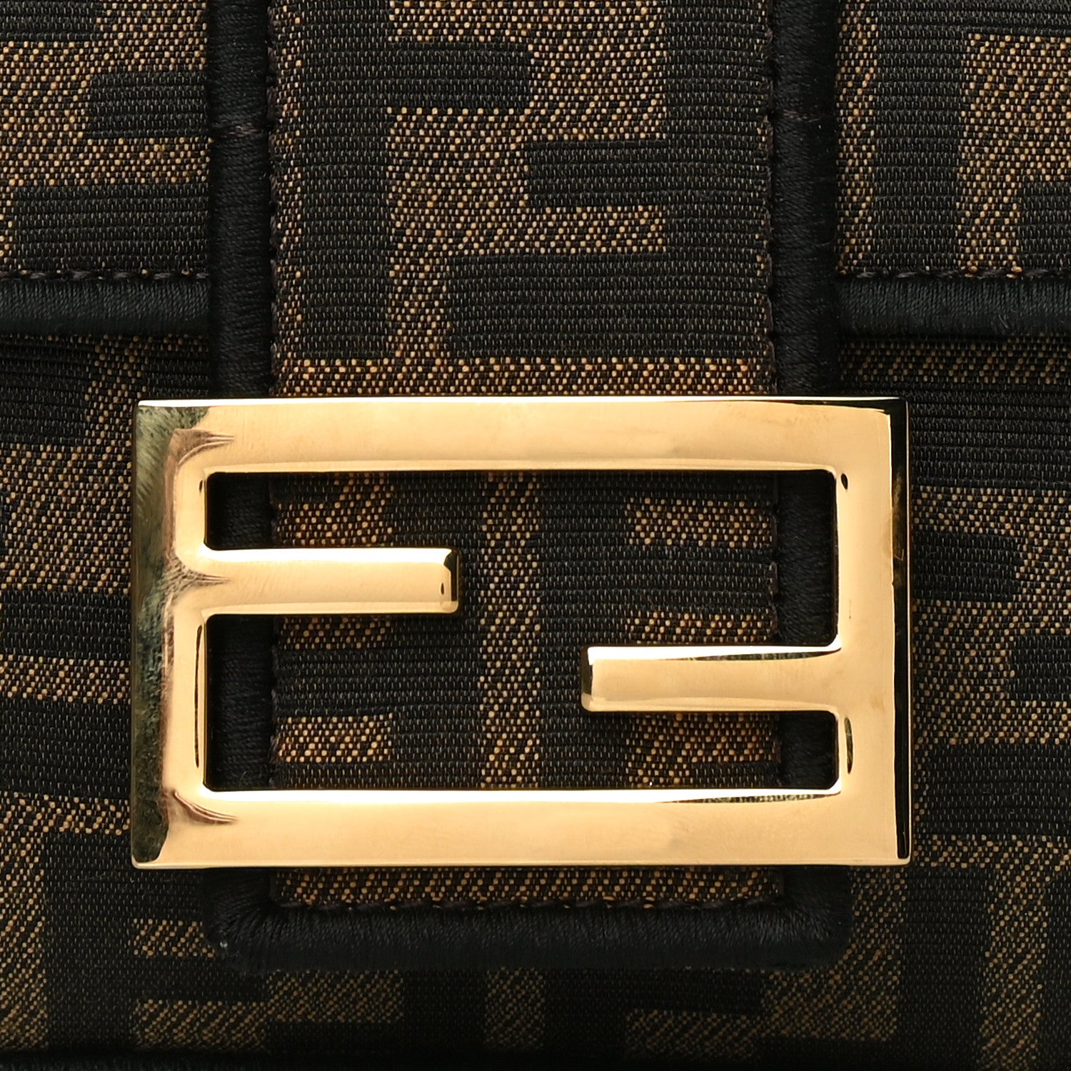 Fendi Fabric Jacquard FF 1974 Medium Baguette Tobacco Moro Black 9 of 12