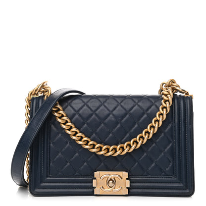Chanel Lambskin Quilted Medium Boy Flap Blue 1 of 15