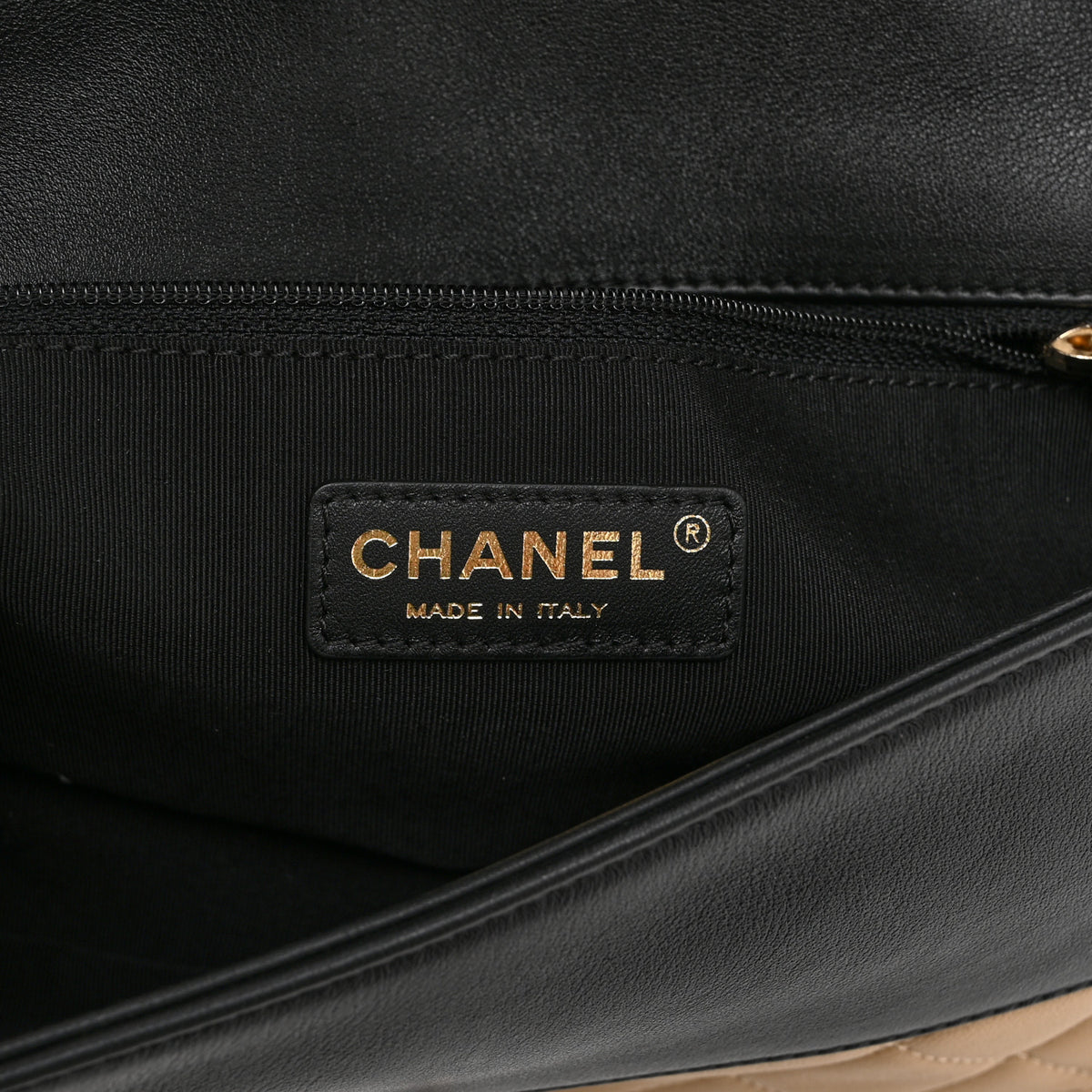 Chanel Lambskin Quilted Medium Graphic Flap Beige Black 6 of 11