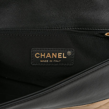 Chanel Lambskin Quilted Medium Graphic Flap Beige Black 6 of 11