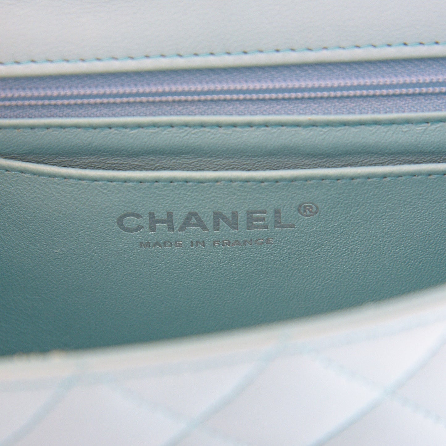 Lambskin Quilted Mini Rectangular Flap Light Blue