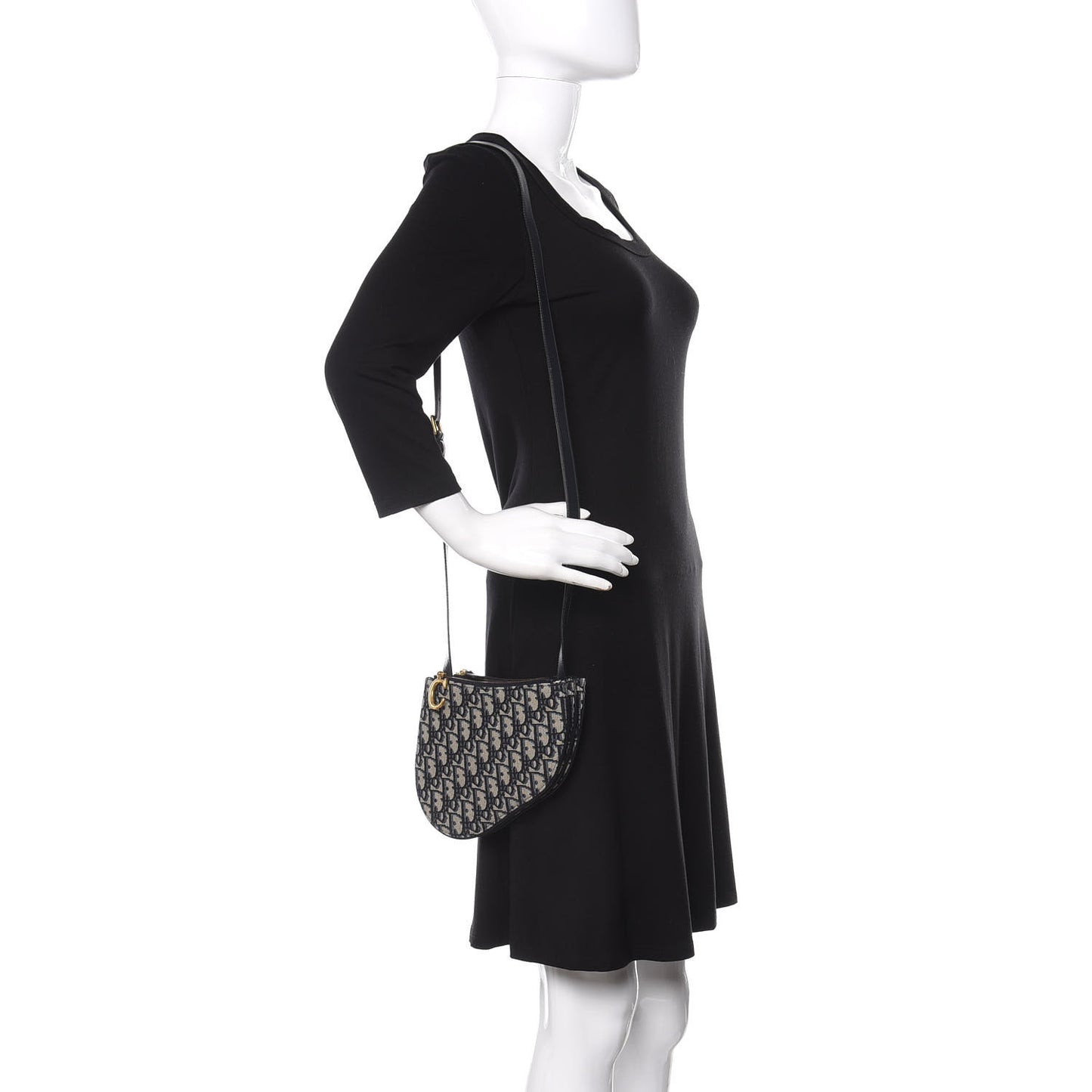 Oblique Saddle Pouch With Strap Navy Blue