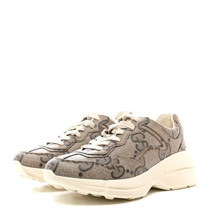 Gucci Maxi GG Supreme Monogram Gucci 100 Womens Rhyton Sneakers 38 Beige Ebony 3 of 9
