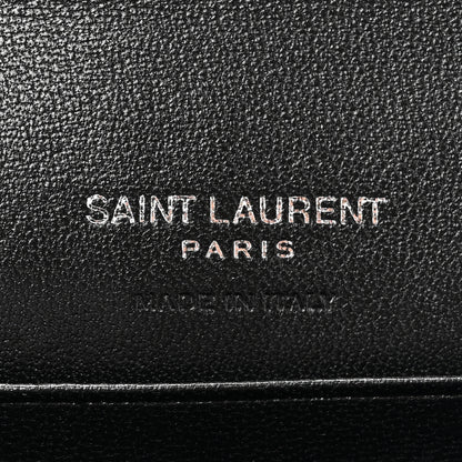Saint Laurent Calfskin Lambskin Snakeskin Embossed Small Monogram Envelope Wallet Black White 6 of 8