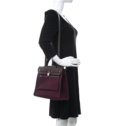 Hermes Military Toile Vache Hunter Herbag Zip 31 PM Prune 2 of 11