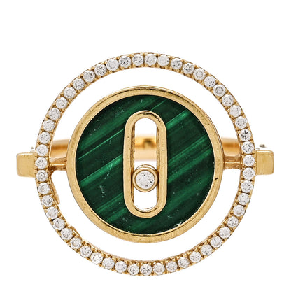 Messika 18K Yellow Gold Diamond Malachite Lucky Move Ring 49 5 1 of 7