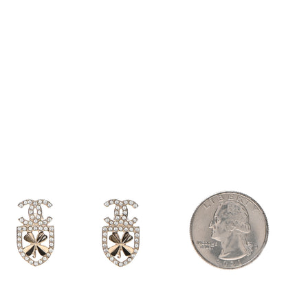 Chanel Crystal CC Sergeant Chanel Earrings Gold 2 of 4