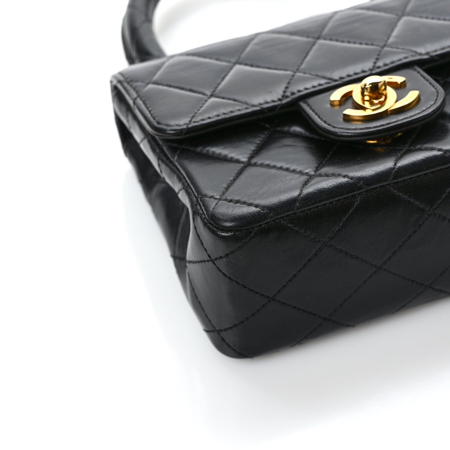 Lambskin Quilted Mini Kelly Flap Bag Black