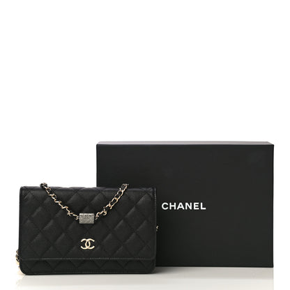 Chanel Caviar Quilted Wallet With Charms On Chain WOC Black 4 of 12