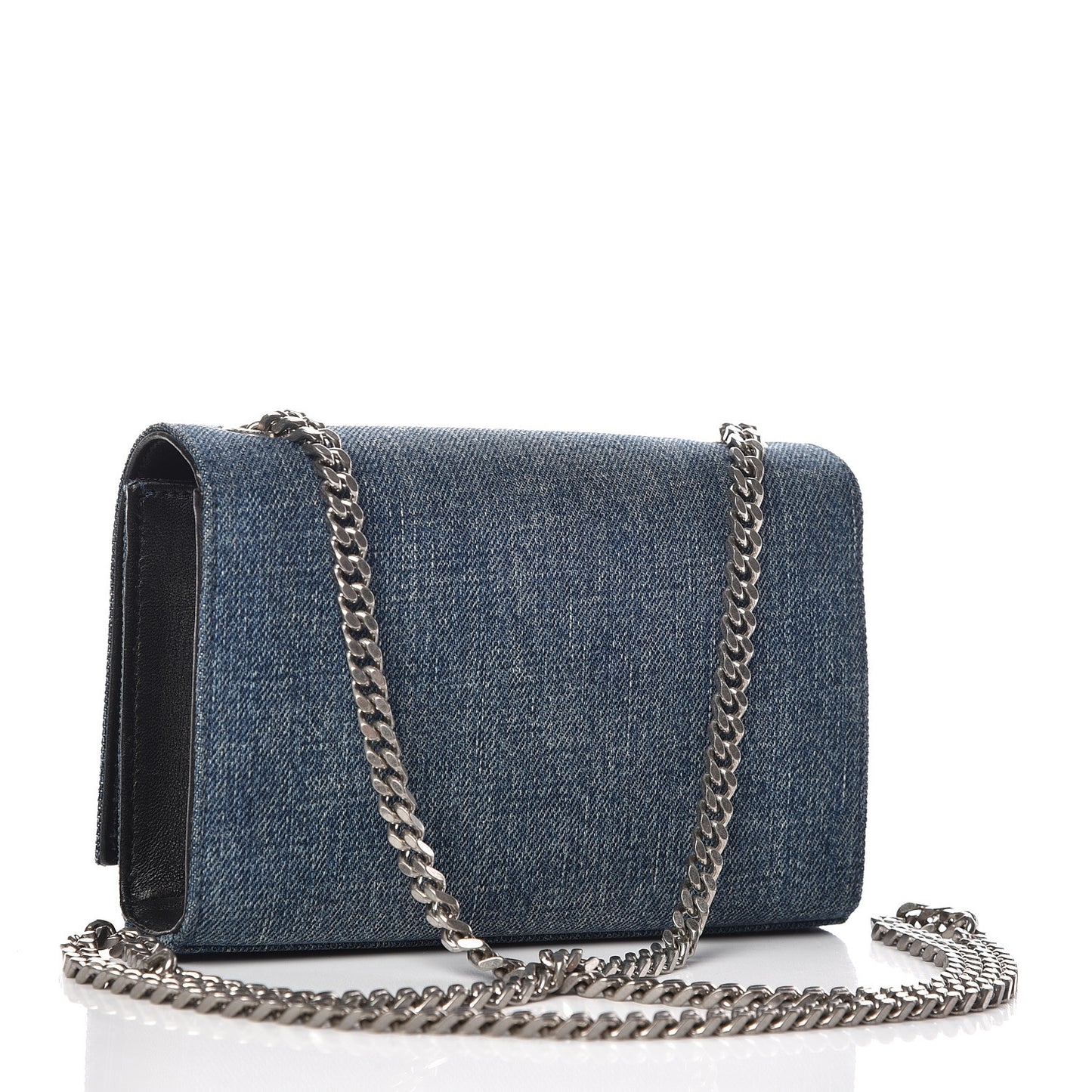 Denim Small Classic Monogram Kate Satchel Blue