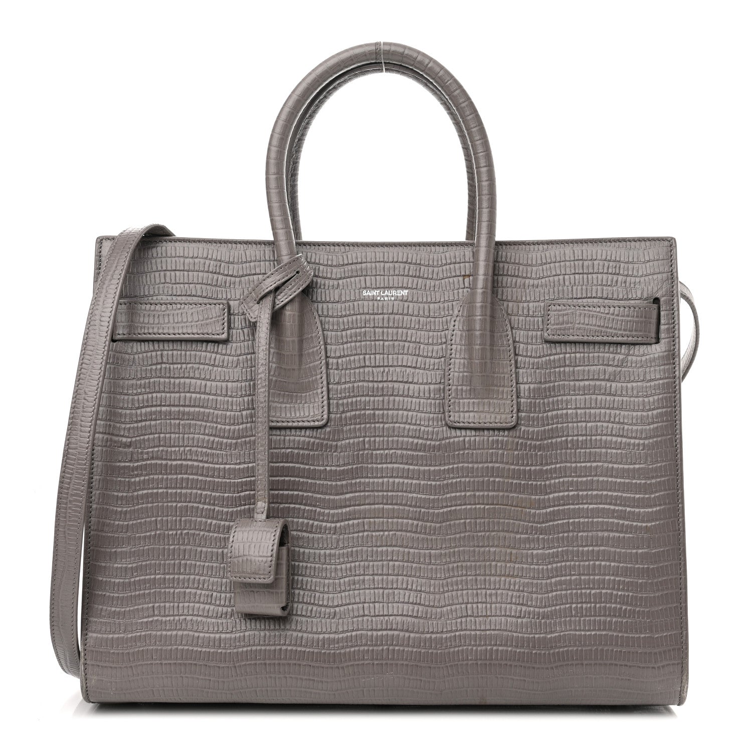 Saint Laurent Lizard Calfskin Embossed Small Sac De Jour Fog 1 of 22