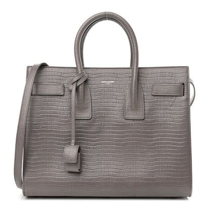 Saint Laurent Lizard Calfskin Embossed Small Sac De Jour Fog 1 of 22