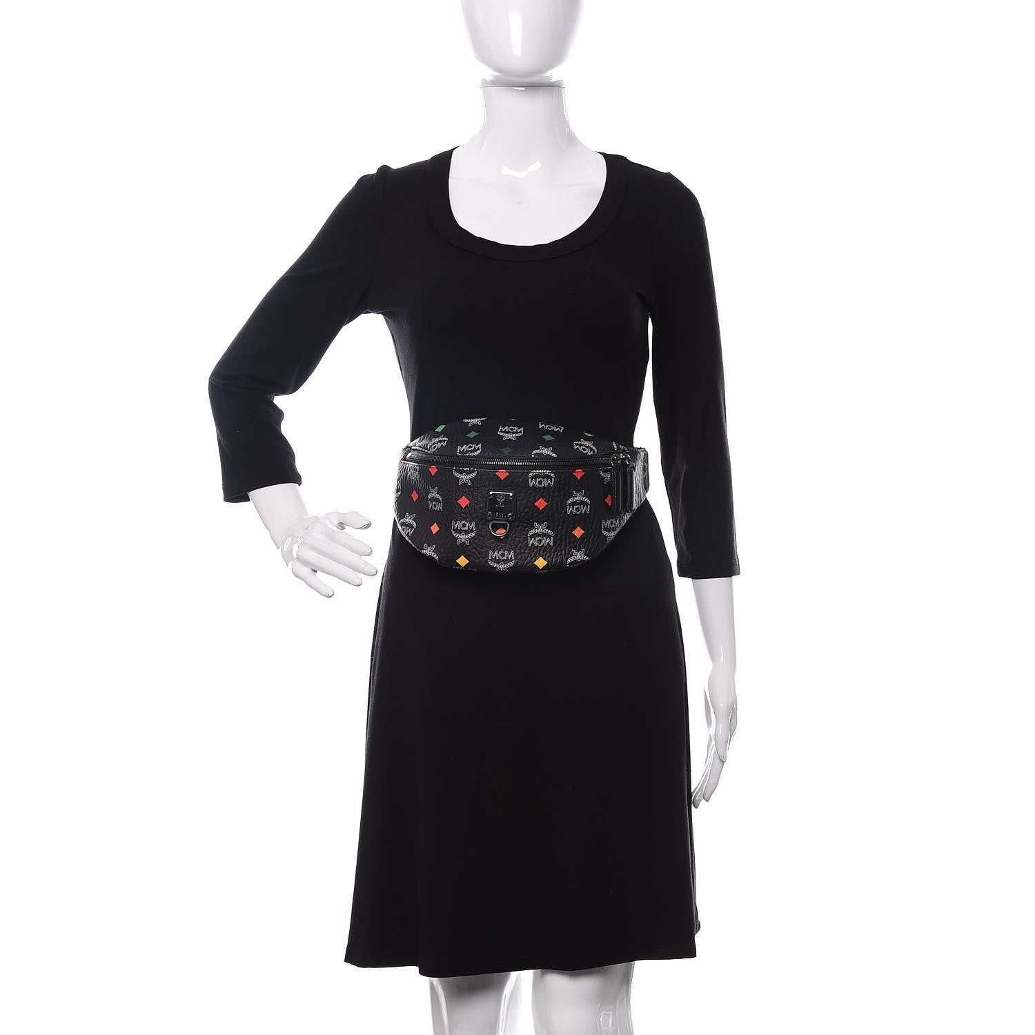 MCM Skyoptic Visetos Small Fursten Belt Bag Diamond Black 2 of 9