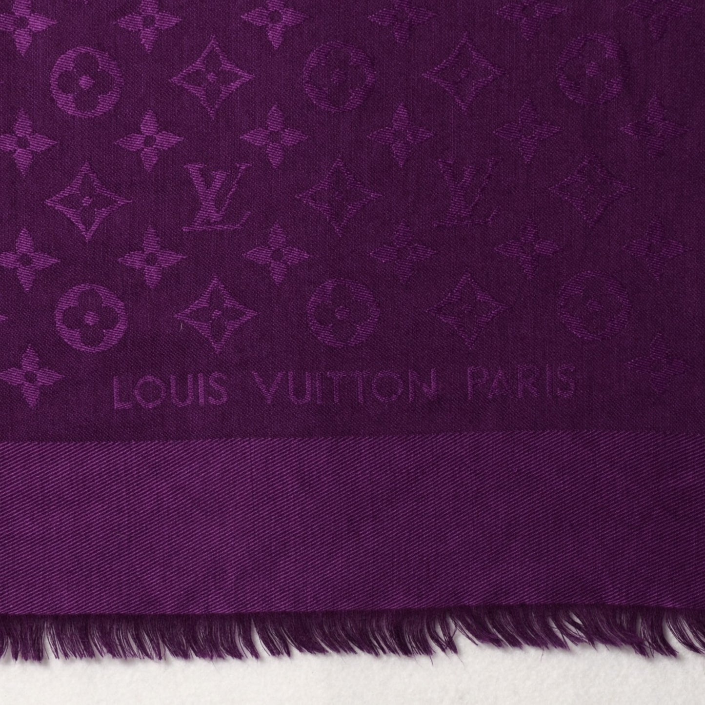 Wool Silk Monogram Shawl Cassis