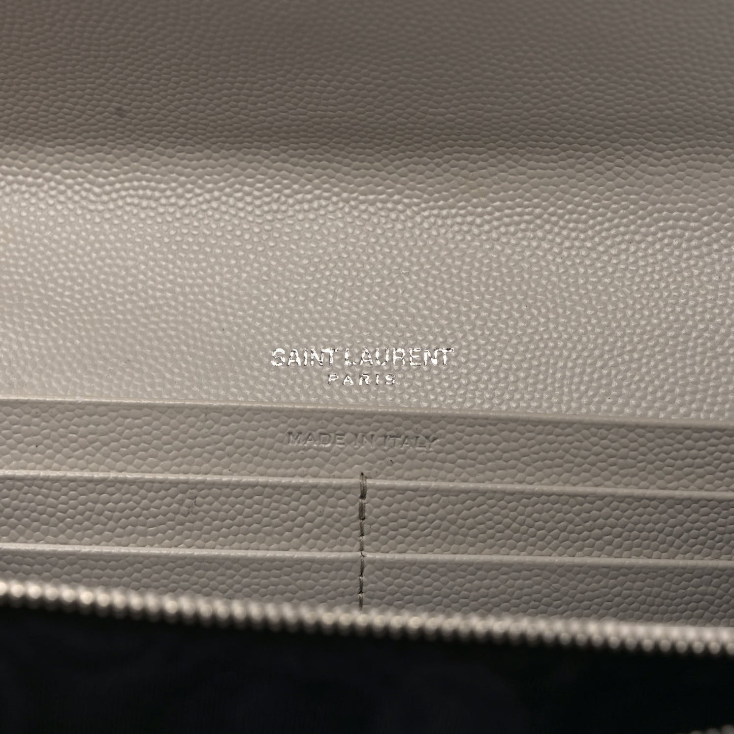 Grain De Poudre Matelasse Chevron Monogram Flap Wallet Icy White