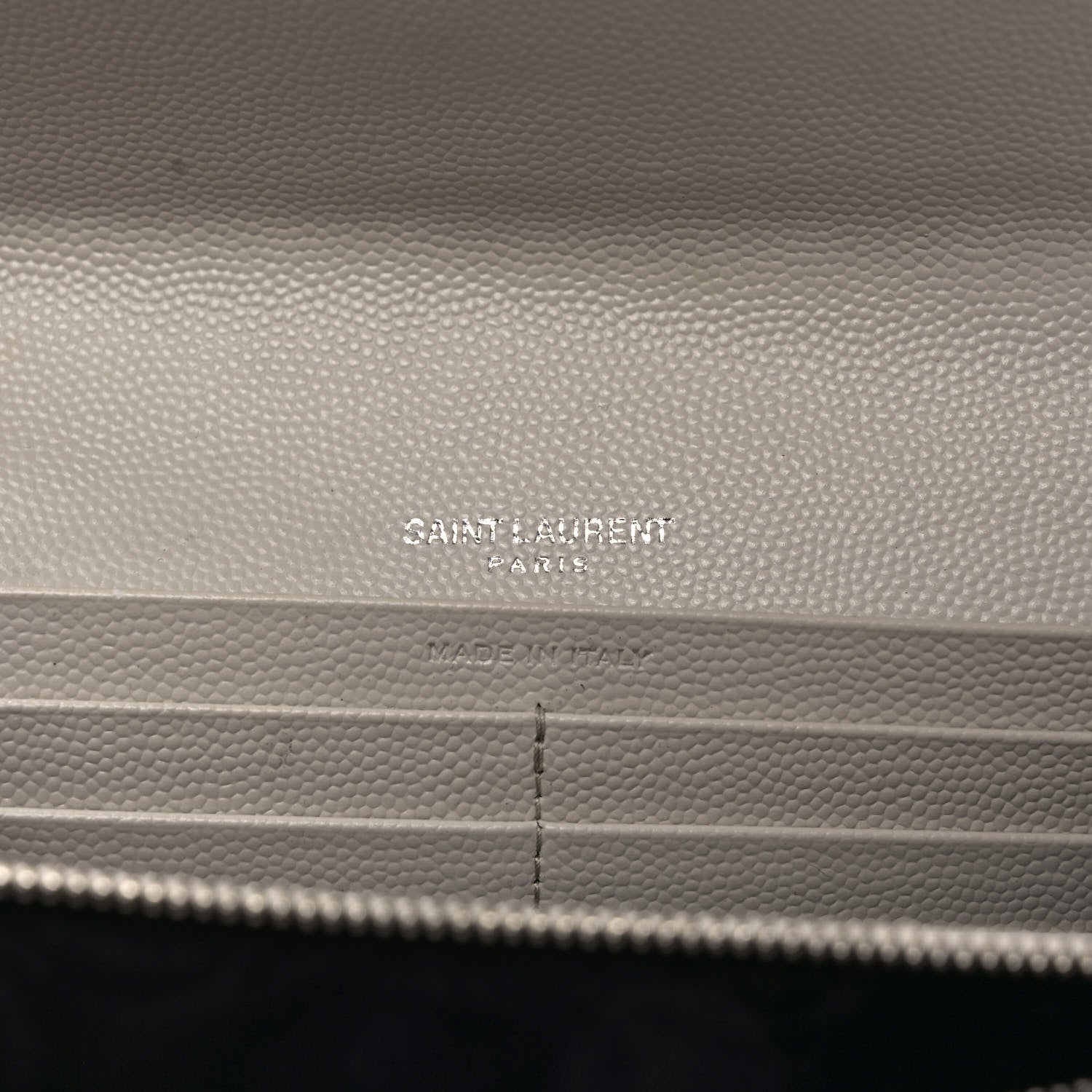 Saint Laurent Grain De Poudre Matelasse Chevron Monogram Flap Wallet Icy White 6 of 7