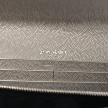 Saint Laurent Grain De Poudre Matelasse Chevron Monogram Flap Wallet Icy White 6 of 7