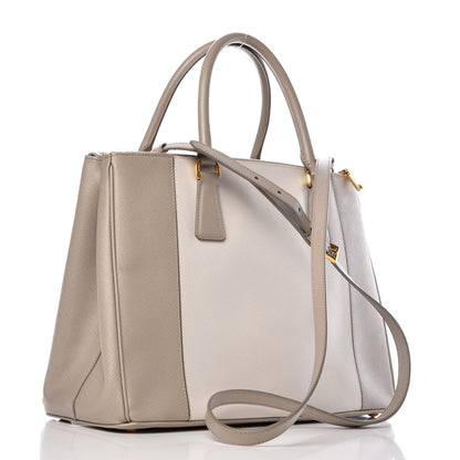 Prada Saffiano Lux Colorblock Medium Galleria Double Zip Tote Pomice Talco 3 of 12