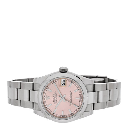 Rolex Stainless Steel 31mm Oyster Perpetual Datejust Watch Pink 178240 2 of 5