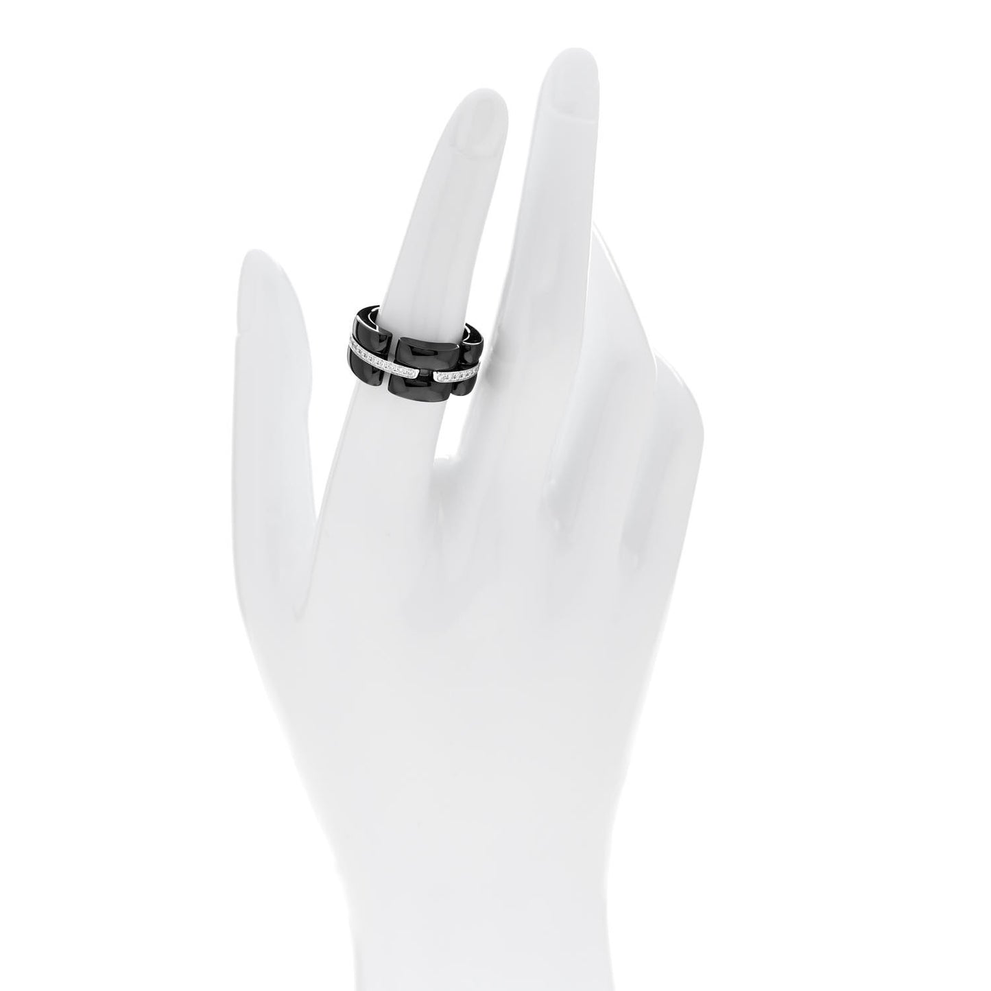 18K White Gold Diamond Black Ceramic Medium Ultra Ring 54 6.75