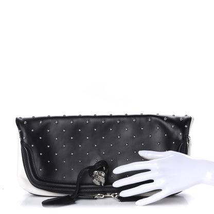 Alexander McQueen Calfskin Studded Padlock Skull Clutch Black 2 of 13