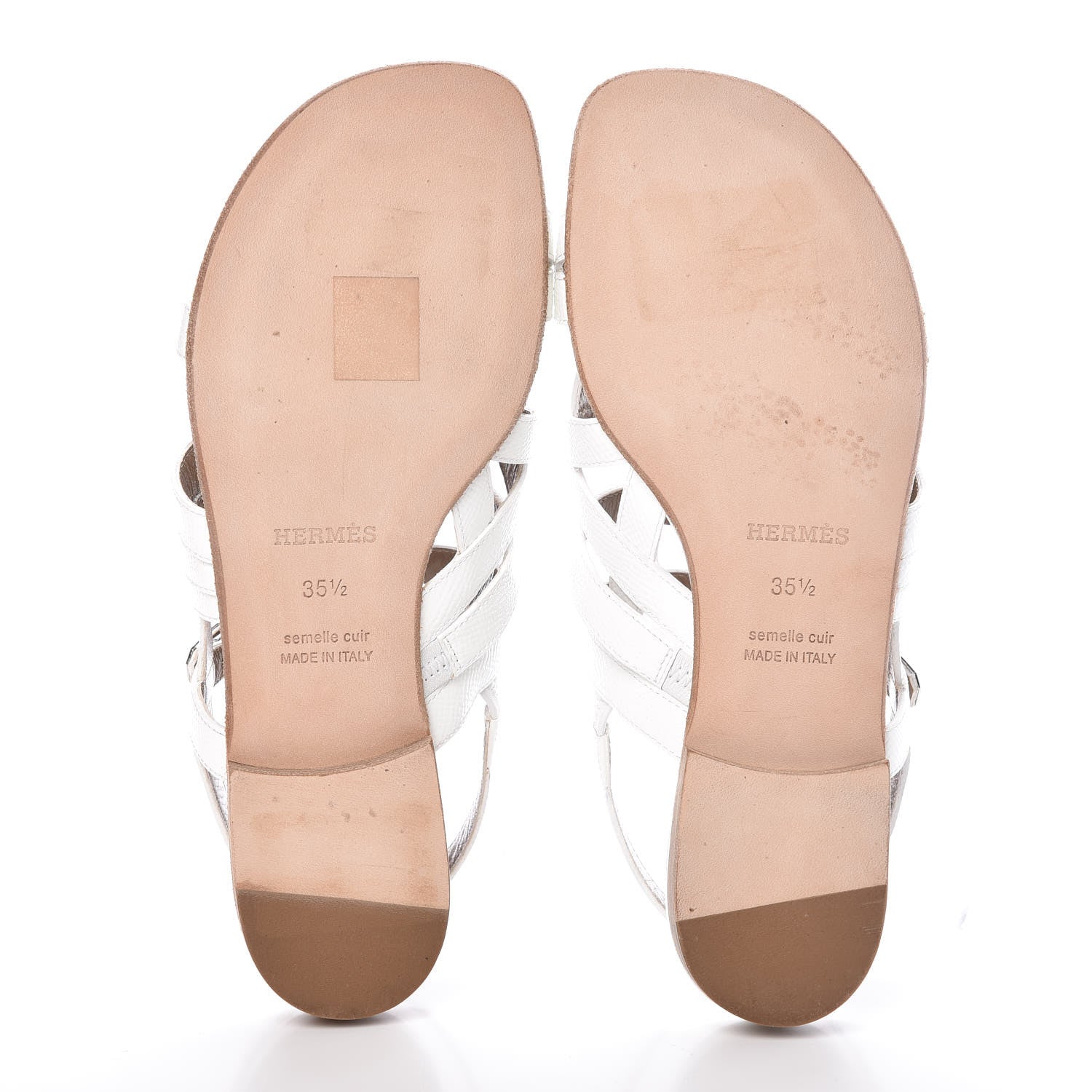 Hermes Patent Epsom Marine Sandals 35.5 White 8 of 13