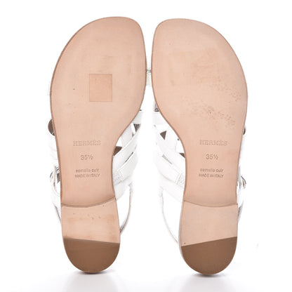 Hermes Patent Epsom Marine Sandals 35.5 White 8 of 13