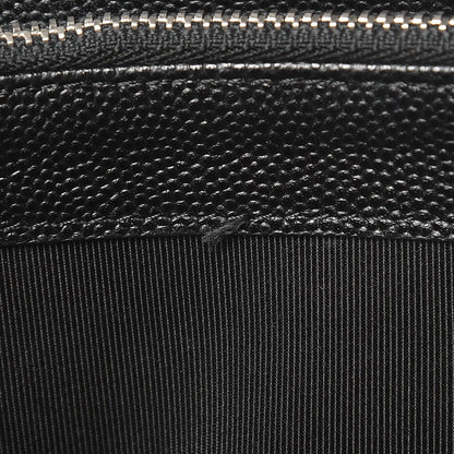 Chanel Caviar Chevron Quilted Large Zipped Clutch Black 9 of 10