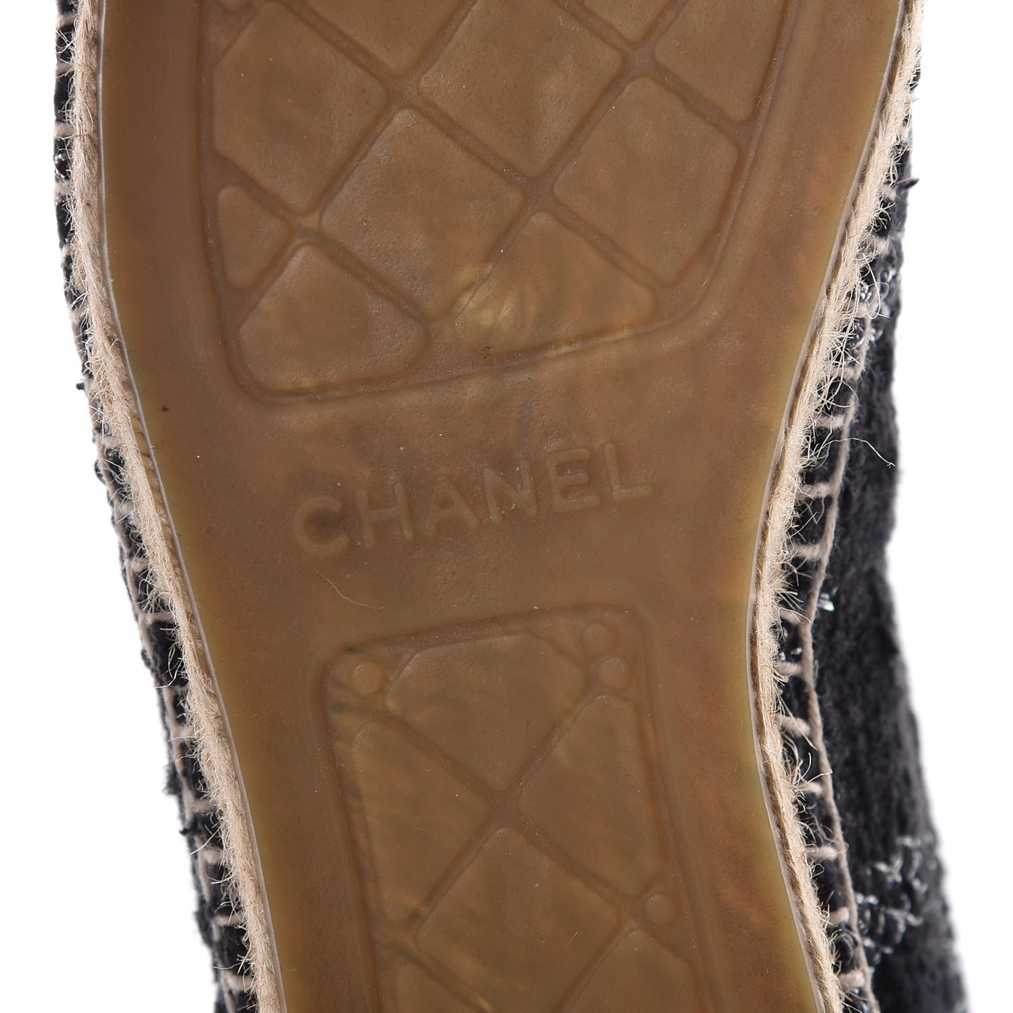 Tweed Lambskin CC Espadrilles 37 Black Silver