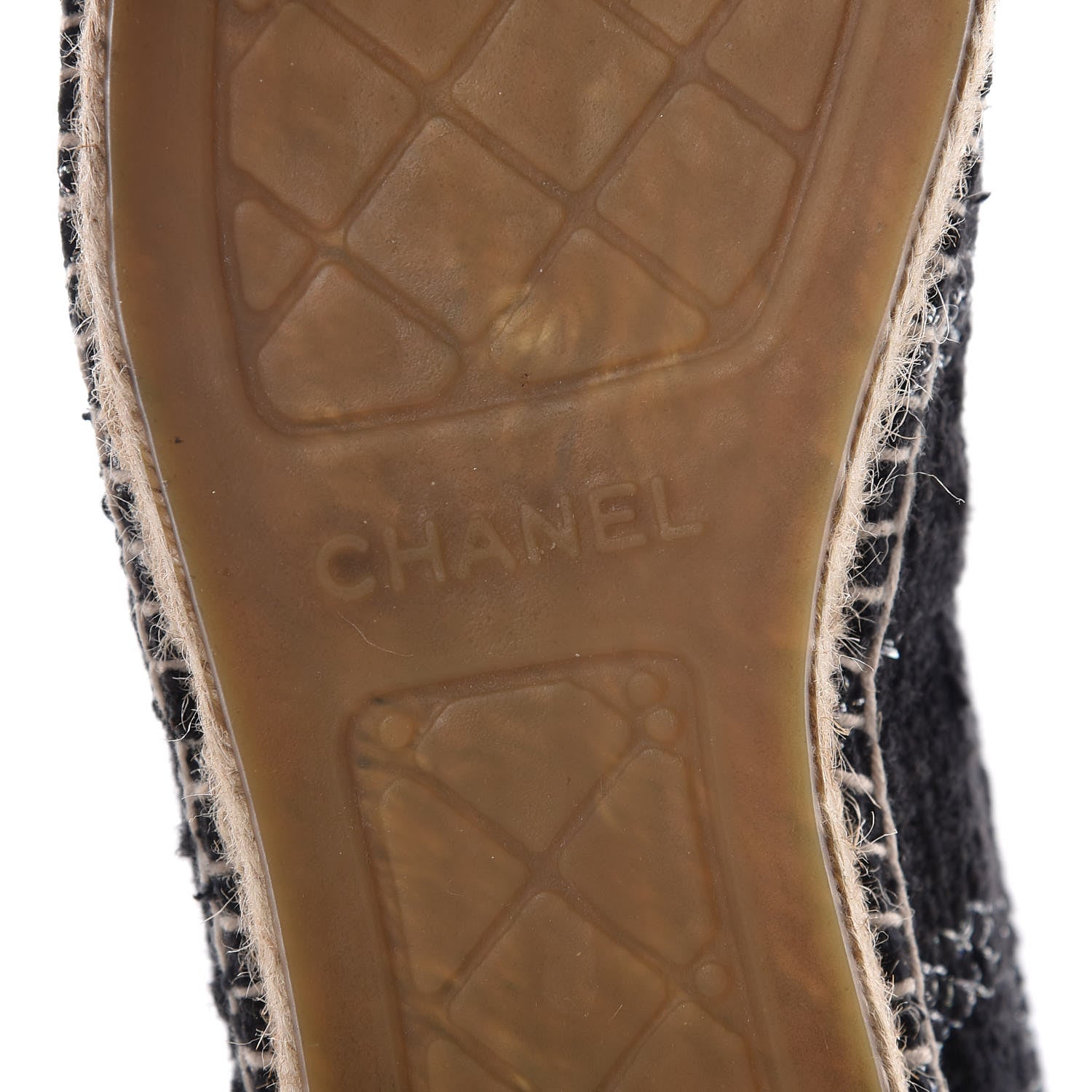 Chanel Tweed Lambskin CC Espadrilles 37 Black Silver 8 of 14
