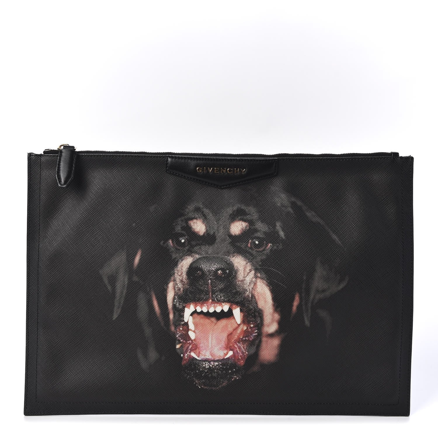 Givenchy Textured Coated Canvas Rottweiler Print Large Cosmetic Pouch Black 1 of 9