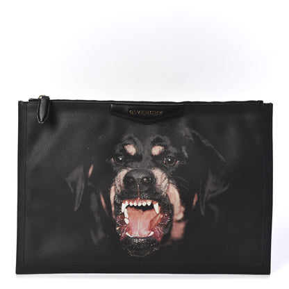 Givenchy Textured Coated Canvas Rottweiler Print Large Cosmetic Pouch Black 1 of 9