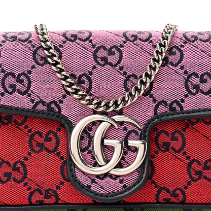 Gucci Monogram Multicolor Matelasse Diagonal Super Mini GG Marmont Shoulder Bag Pink Blue Red Yellow Green 8 of 11